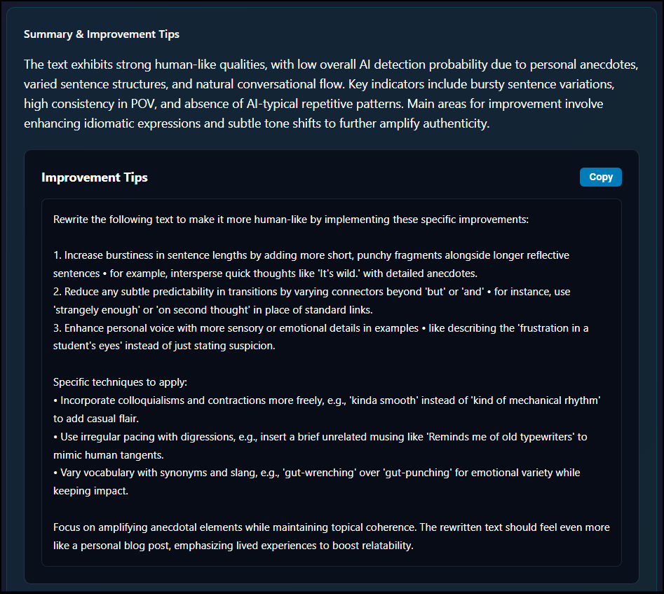 Summary and Improvement Prompt
